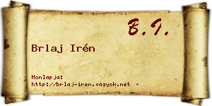 Brlaj Irén névjegykártya